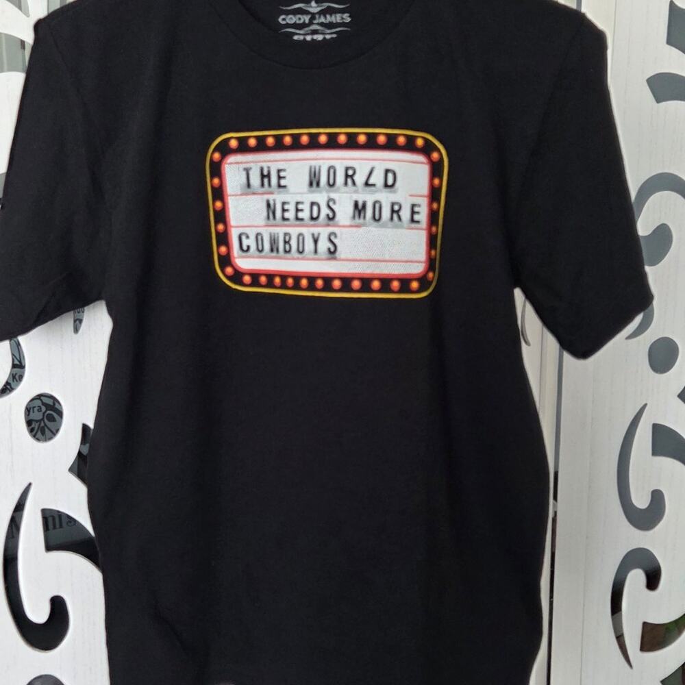 Cody James The World Needs More Cowboys Graphic T Shirt Medium NWOT Black